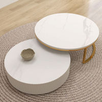 Table basse moderne en bois avec côtés en fil de fer, hauteur réglable, meubles ronds empilables portables pour salon