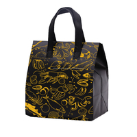 Sac isotherme jetable en non-tissé noir pour fruits de mer avec logo personnalisé, sac de courses isotherme en aluminium