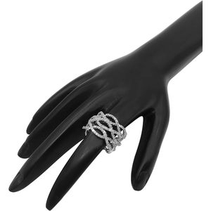 Anillo de compromiso de encaje de plata de ley Jewelspaark con diamante blanco natural de 1,14 quilates, corte brillante redondo, para mujer, talla 5 de EE. UU. - Product Image 3