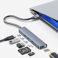 Hub USB3.0 Tipo-C 4K 60Hz PD 60W Metálico Multi-Puerto con Carga y Transferencia de Datos 6 en 1 para Teléfonos Móviles - En Stock