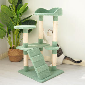 Árbol para Gatos de Peluche Green Castle que Ahorra Espacio, Condominio para Gatos Todo en Uno, Poste Rascador, Plataforma de Salto Alto, Muebles para Gatos - Product Image 4