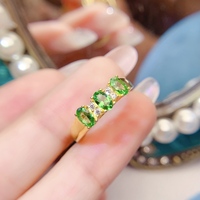 Custom 925 Sterling Silver 18K Gold Oval Cut Natural Tsavorite Minimalist Prong Setting Ring for Unisex Party Wedding Gift
