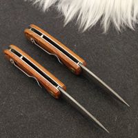 Couteau de poche MY7R en acier Damas, petit, avec logo personnalisé, manche en bois de santal, pliable, EDC, couteau de camping, couteau à fruits, couteau de défense personnel, tranchant