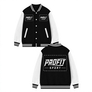 PROFIT SPORTS Veste universelle unisexe à col en V, coupe classique, noire et blanche, hiver, décontractée, réversible, respirante, coupe-vent, laine/cuir - Product Image 1