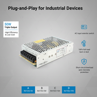 OKEY 50W Üçlü Çıkışlı Anahtarlı Güç Kaynağı AC DC 5V 6A 12V 1A -5V 1A Endüstriyel SMPS T-50A 2 Yıl Garantili %66 Verimlilik