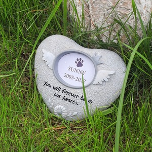 Lápida Conmemorativa para Mascotas, Marco de Fotos de Resina con Huella de Pata, Te Amamos por Siempre, Marcador Funerario para Mascotas, Decoración de Jardín Exterior - Product Image 3
