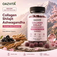 Compléments alimentaires en gommes OAZVITA à la marque privée, collagène, shilajit, racine d'ashwagandha, gommes au ginseng rouge coréen, favorisent la santé