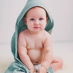 Sustainable Hooded Baby Bath Towel Bamboo Waffle Bath Towel Eco Friendly Custom Hooded Baby Towel Manufacturer