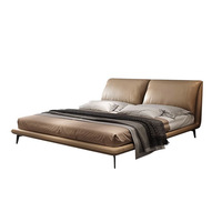 Italienische moderne Luxus-Schlafzimmer möbel aus Holz Bequemes Doppelbett aus weichem Leder