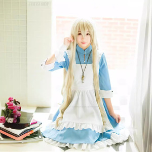 Kagerou Project Sakura Jasmine Cosplay Costume Blue Maid Outfit Anime Role Play Dress Polyester Fabric - Product Image 1