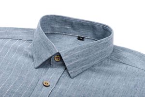Chemise décontractée vintage à rayures à manches longues <span class=keywords><strong>pour</strong></span> <span class=keywords><strong>homme</strong></span>, cardigan décontracté à boutons, chemises habillées extensibles de couleur unie - Product Image 5