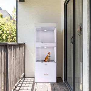 กรงสัตว์เลี้ยงทำจากไม้ระดับพรีเมี่ยมพร้อมช่องกว้างขวางและดีไซน์ทันสมัยสำหรับสุนัข - Product Image 5