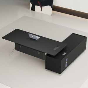 Escritorio Ejecutivo Moderno en Forma de L, Escritorio de Computadora de Lujo con Almacenamiento en Cajones, Muebles de Oficina para Gerentes y Directores - Product Image 6