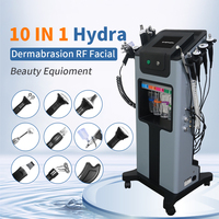 Moins cher 10 en 1 jet d'oxygène hydro dermabrasion rajeunissement de la peau visage machine de nettoyage en profondeur avec machine de microdermabrasion