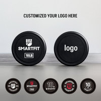 أثقال يد من الصلب الصلب بوزن 5-220 رطل من SMARTFIT، بيع مباشر من المصنع، أثقال يد مغطاة باليوريثان مع شعار مخصص