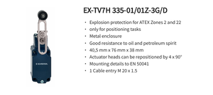 Interrupteur de position de sécurité antidéflagrant Schmersal EX-TV7H335-01/01Z-3G/D 103002133 avec presse-étoupe M20 pour équipement industriel pétrochimique - Product Image 2