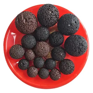 Bola de roca de <span class=keywords><strong>lava</strong></span> natural, piedra de roca volcánica, piedra de basalto, piedra de paisajismo roja para fogata, barbacoa y cocina - Product Image 1