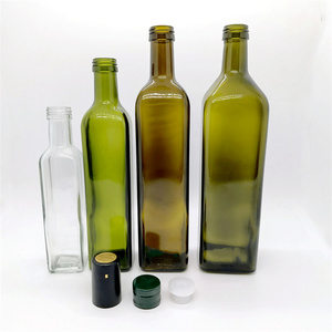 250ml 500ml 750ml 1l Bouteille en verre carrée ou ronde de luxe pour huile de cuisson et huile d'olive avec couvercle en métal Bouteille en verre - Product Image 3