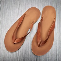 Sandales d'été tendance Brounvanm pour hommes en cuir véritable, antidérapantes, résistantes à l'usure, à bout ouvert, avec semelle en caoutchouc