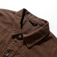 Veste de travail décontractée et polyvalente en jean brodé, respirante, coupe-vent, style rétro américain, à revers, multi-poches, effet délavé, type safari