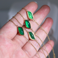 Collier en acier inoxydable plaqué or 18k en forme de feuille, jade, émeraude, pierre d'agate naturelle, pendentif, ensemble de bracelets pour femme