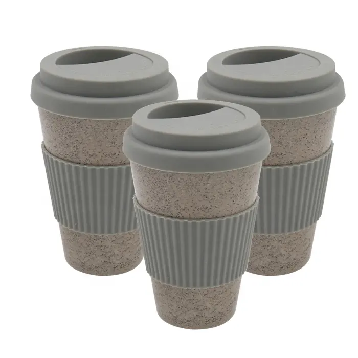 蓋と袖付きの環境にやさしい新素材のコーヒーハスクカップ