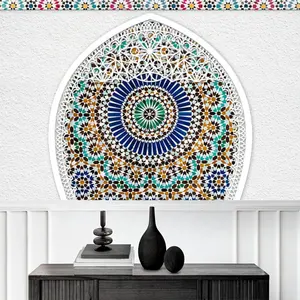 Papier peint décoratif de salon de style marocain avec des motifs floraux