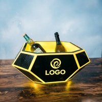 Seau à glace en forme de bateau en plastique avec LED, nouveau design, pour les boîtes de nuit