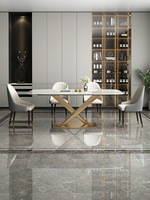 Ensembles de salle à manger de luxe italiens, table en céramique marbrée avec 4/6/8 chaises rembourrées pour la cuisine