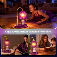 Lampe chauffe-bougie en verre, hauteur réglable, sans flamme, 4 niveaux de luminosité réglables, fonction minuterie, design élégant, plusieurs couleurs