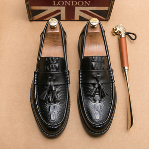 Tassels Pure Color Business Walking Style Casual Leisure Durable <b>Flats</b> Custom Loafers Men's Dress Shoes - Product Image 4