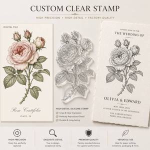 Sellos Transparentes <span class=keywords><strong>Personalizados</strong></span> para <span class=keywords><strong>Boda</strong></span>, Lavables, Juego de Sellos de Silicona para Invitaciones, Manualidades, Fábrica Profesional - Product Image 1