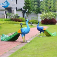 Statue de paon en résine grandeur nature pour jardin extérieur, parc, zoo, parc à thème, décoration de jardin