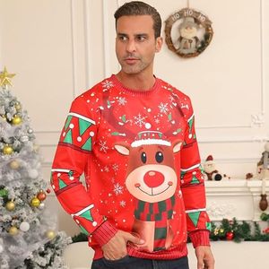 <span class=keywords><strong>T</strong></span>-<span class=keywords><strong>shirt</strong></span> à manches longues unisexe, surdimensionné, en polyester 100 % écologique, à motif graphique 3D sur le thème <span class=keywords><strong>de</strong></span> Noël, style original - Product Image 4