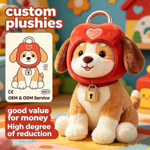 Muñeco de Peluche Suave de Cachorro con Decoración de Candado Romántico, Producción en Masa de Peluches con Temática de Amor para Regalos y Mercancía - Product Image 1