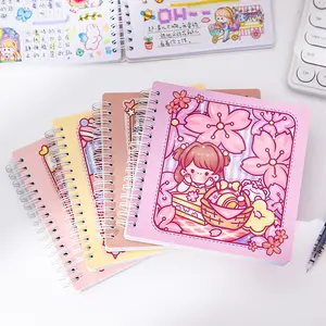 Eco Friendly Custom Pattern Square Shape Cute Hardcover Double-writable Paper Spiral Grid Notebook