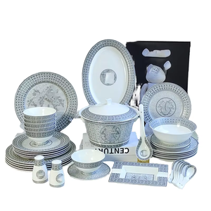 Meilleures ventes : Service de table en céramique de luxe européen 58 pièces, personnalisable, avec bordure dorée et motifs floraux, bols et assiettes en porcelaine, petits modèles pour hôtels - Product Image 6