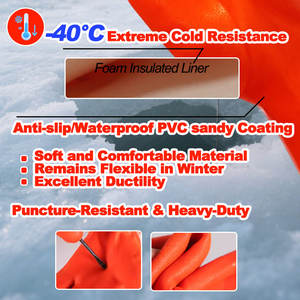 Guantes JingCai Fluorescentes de PVC Anti-Frío con Puño Largo, Acabado Liso, Certificación EN388, Resistentes al Frío Extremo hasta -30-40C - Product Image 3