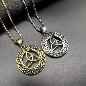 <b>Celtic</b> Knot Pendant <b>Necklace</b> Stainless Steel Geometric Design Unisex Jewelry HX009 - Product Image 1