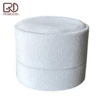 ROGOOD Boîte d'emballage cylindrique en velours blanc pour bague/boucles d'oreilles, étui cadeau rond de luxe pour marques et détaillants P1971