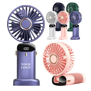 Battery Operated Portable Handheld Fan Rechargeable Mini Fan with Digital Display 5 Speeds 90 Ajustable for Outdoor Indoor Pink