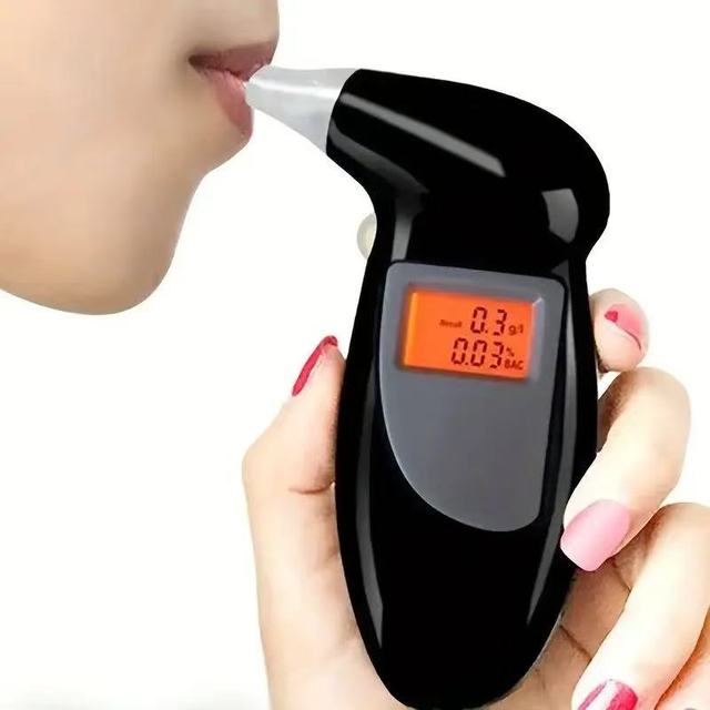 Professional Digital Breath Alcohol Tester LCD Display with 5 Mouthpieces Accurately Test BAC for Drunk Driving Prevention Use