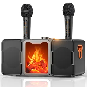 SDRD SP600 speaker Bluetooth nyaman, speaker Bluetooth nyaman dengan tali bahu dengan dua mikrofon, mesin karaoke desain api terbaru