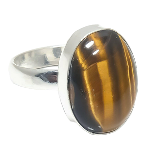 925 Sterling Silver Tiger Eye Stone Brilliant Oval Cut With Bezel Setting <b>Ring</b> For Women <b>Men</b> Jewelry In Silver Fashionable Bulk - Product Image 1