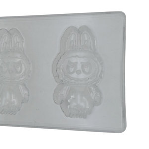 Cute 3D Labubu Character Polycarbonate 3-Cavity Sustainable Chocolate Mold for Professional Confectionery Party Supplies Hand - Product Image 3