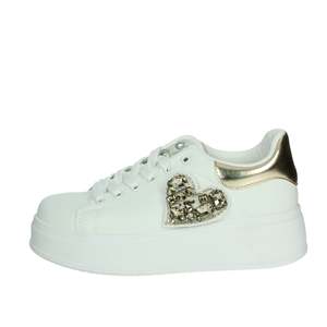 Sneakers Chunky da Donna Bianche con Cuore Dorato e Strass, Stile Platform - Product Image 1