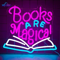 Panneau LED néon en acrylique en forme de livre 3D avec texte « Les livres sont magiques », alimenté par USB, à fixation murale, affichage statique pour la maison et le bureau