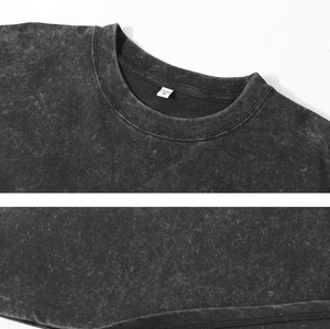 T-shirt blanc 210g 100% coton, style vintage streetwear, coupe oversize, effet délavé, pour impression DTG et DTF, broderie. - Product Image 2