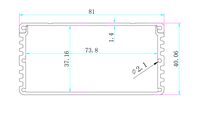 Boîtier de commande en aluminium Al 6063-T5 pour driver LED 81x40x200mm Argent IP65 avec oreilles de montage et trou de sortie