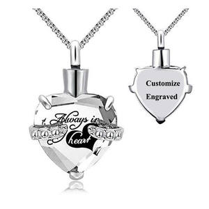 Colgante de acero inoxidable con forma de corazón para cumpleaños, botella de perfume funerario con urna de piedra de 12 meses, para cenizas, conmemorativo - Product Image 4